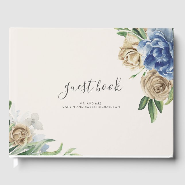 Livre D'or Mariage bleu et ivoire Dusty (Recto)
