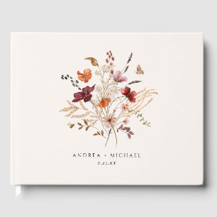 Livre D'or Mariage Bohème aux Fleurs Sauvages d'Automne Vinta