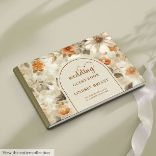Livre D'or Mariage Bohème Rustique Terre Cuite Beige Olive Fl