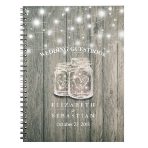 Livre d'or mariage Bois Chic Mason Chaîne Jar Lumi