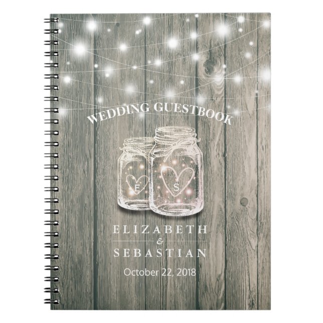 Livre d'or mariage Bois Chic Mason Chaîne Jar Lumi (Devant)