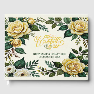 Livre D'or Mariage botanique crémeux jaune et vert terreux