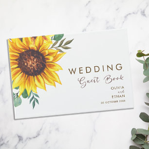 Livre D'or Mariage botanique floral de tournesol moderne