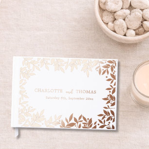 Livre D'or Mariage botanique or rose blanc 