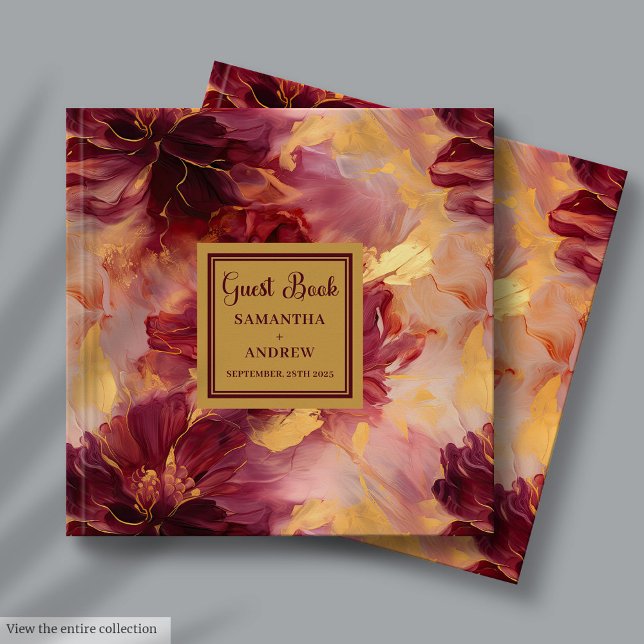 Livre d'or Mariage Burgundy Burgundy (Stylish Burgundy Blush Gold Wedding Guest Book for Signing)