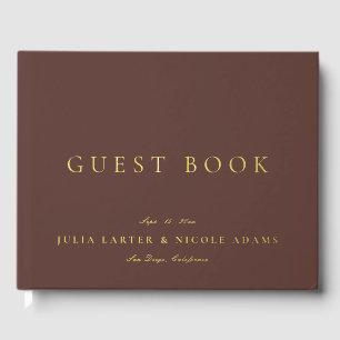 Livre D'or Mariage Calligraphie Brun Doré Chocolat Classique
