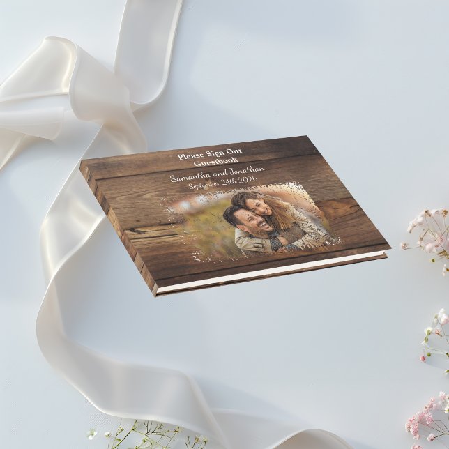 Livre D'or Mariage campagnard photo Rustic Wood Couples (Créateur téléchargé)
