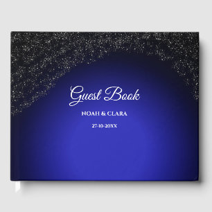 Livre D'or Mariage céleste Pleine lune et étoiles Bleu de min