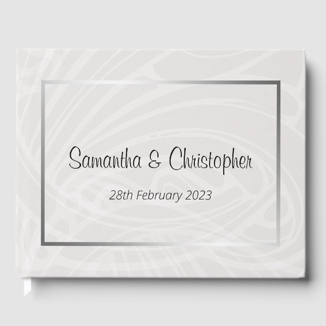 Livre D'or Mariage chic Argent et Gris Damas (Recto)