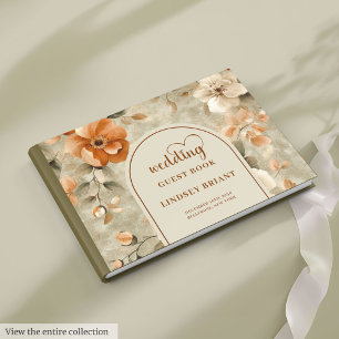 Livre D'or Mariage Chic Classique Bohème Beige Olive Floral R