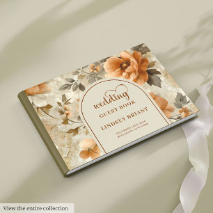 Livre D'or Mariage Chic Classique Boho Cuivre Beige Sage Flor