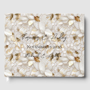 Livre D'or Mariage Chic Gold Glam White Lotus Flowers