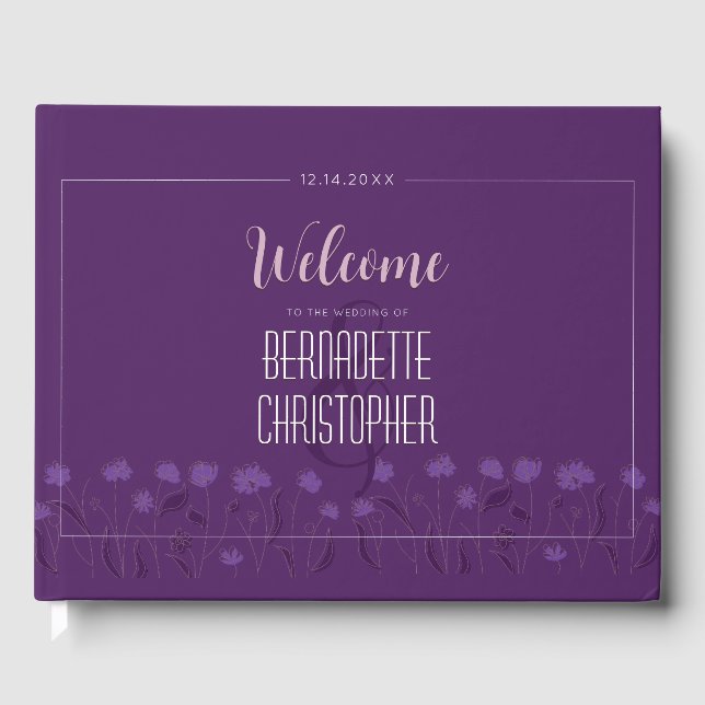 Livre D'or Mariage Chic Moderne Élégant Simple Lavande Purple (Recto)