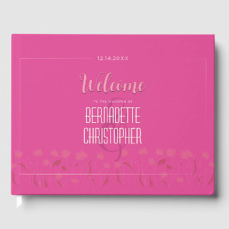 Livre D'or Mariage Chic Moderne Élégant Simple Rose