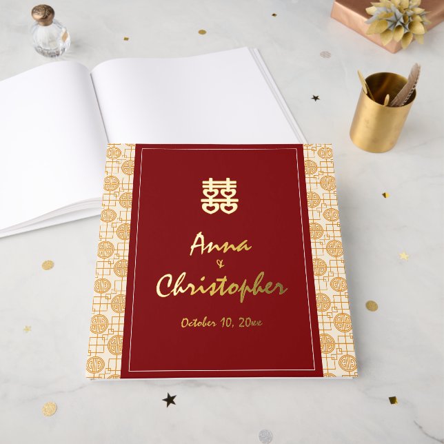 Livre D'or Mariage chinois traditionnel auspicious peranakan (Recto ouvert)