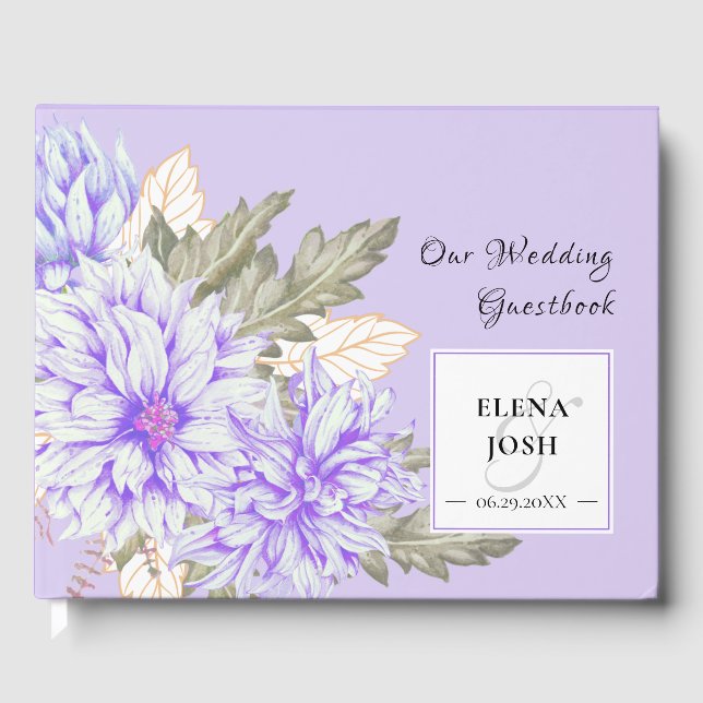 Livre d'or Mariage Dahlias Amethyst (Recto)