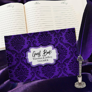 Livre D'or Mariage damassé gothique pourpre et noire