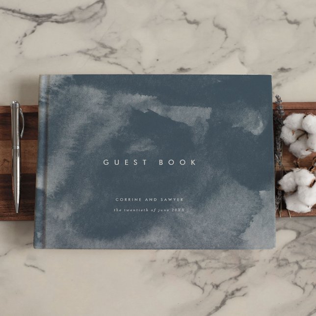 Livre D'or Mariage d'aquarelle Boho bleu (Blue Boho Watercolor Wedding Guest Book)