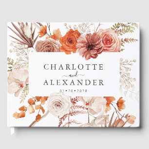 Livre D'or Mariage d'aquarelle de couleur orange rouille