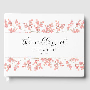 Livre D'or Mariage d'aquarelle florale pour bébé rose