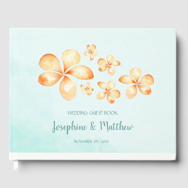 Livre D'or Mariage d'aquarelle Island Plumeria (Recto)