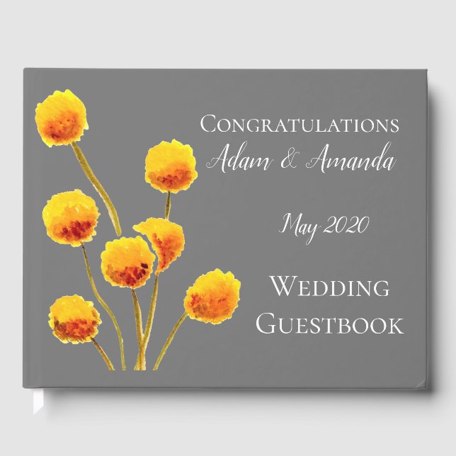 Livre D'or Mariage d'aquarelle moderne Billy Bob fleur sauvag (Recto)