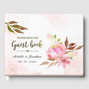 Livre D'or Mariage d'aquarelle rose vif