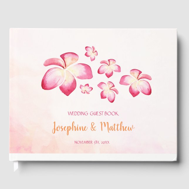 Livre D'or Mariage d'aquarelle Sunset Plumeria (Recto)
