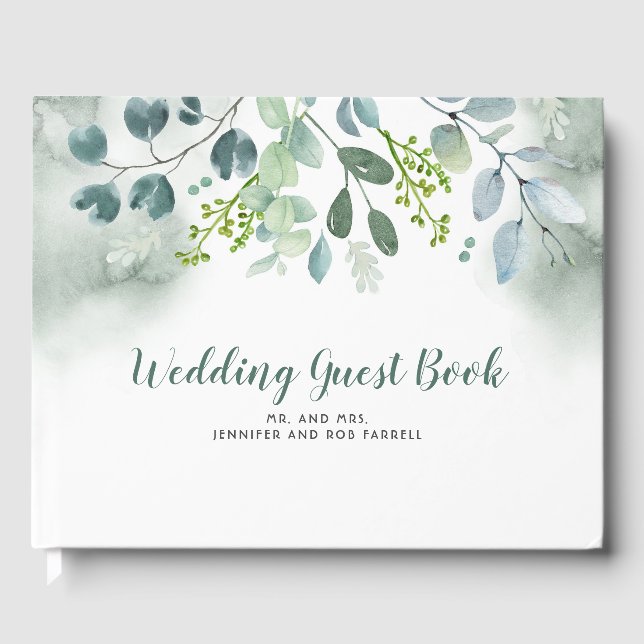 Livre D'or Mariage d'aquarelle verte (Recto)