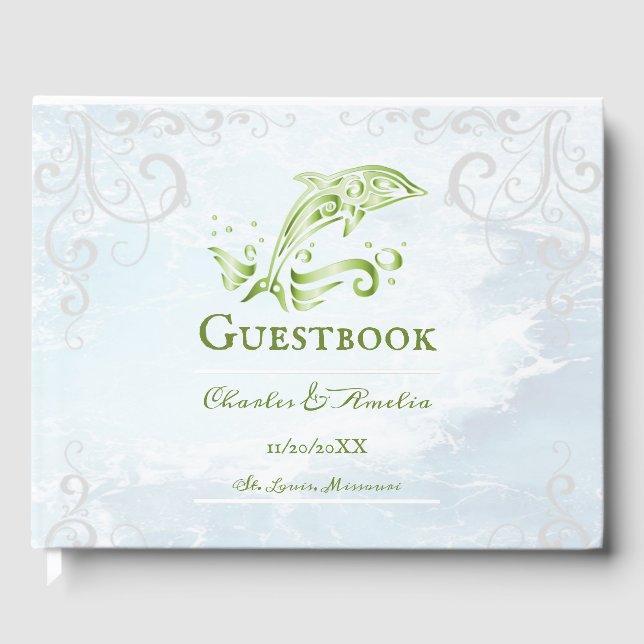 Livre d'or Mariage Dauphin Vert (Recto)