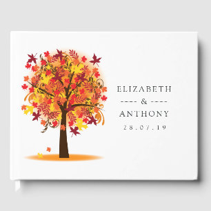 Livre D'or Mariage de automne d'automne de l'arbre aquarelle