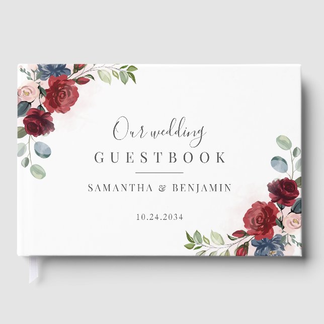 Livre D'or Mariage de automne de script Floral Aquarelle (Recto)