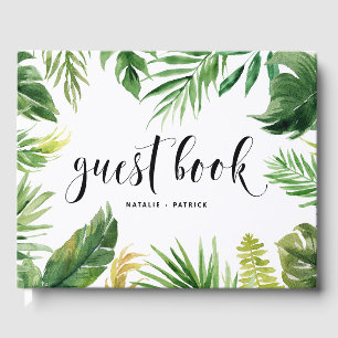 Livre D'or Mariage de cadre Feuilles tropicaux Aquarelle