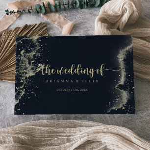 Livre D'or Mariage de calligraphie à éclaboussure d'or d'aqua