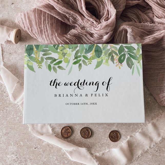 Livre D'or Mariage de calligraphie de feuillage végétal (Créateur téléchargé)