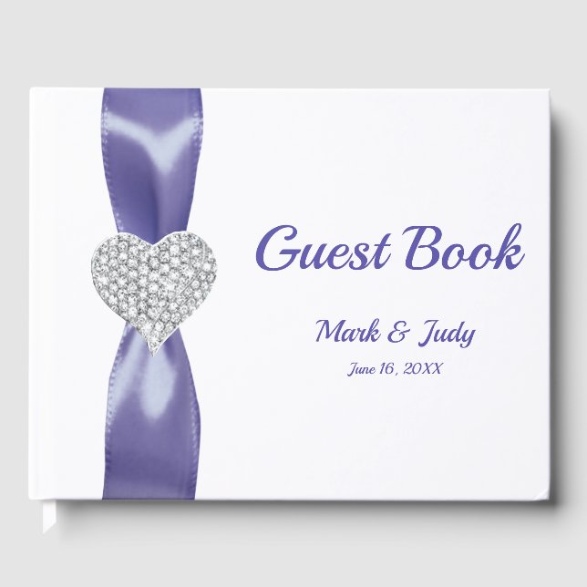 Livre D'or Mariage de coeur couleur bleu violet (Recto)