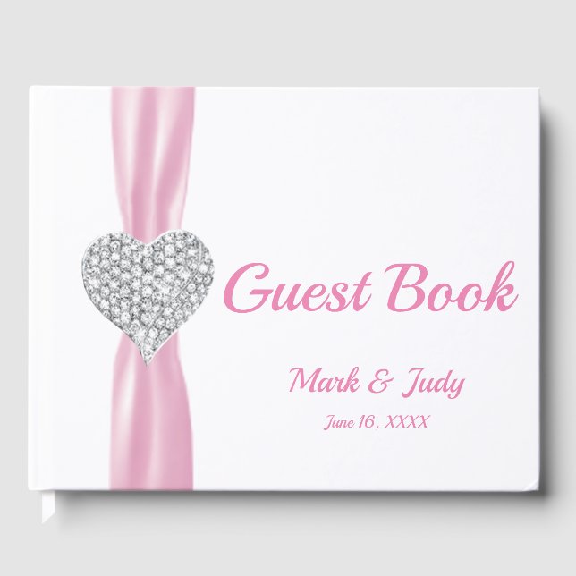 Livre d'or Mariage de Coeur de Diamant Rose (Recto)