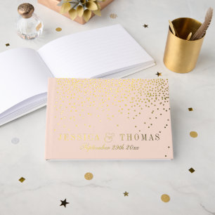 Livre D'or Mariage de Confetti en or Rose rose et glam