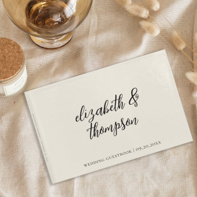 Livre D'or Mariage de crème de script d'élégance simple (Créateur téléchargé)