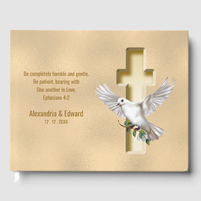 Livre D'or Mariage de  de Foil Dove Cross Gold (Recto)