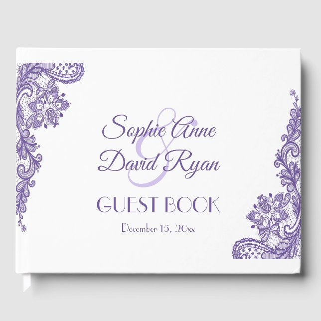Livre D'or Mariage de dentelle ultra violet moderne (Recto)