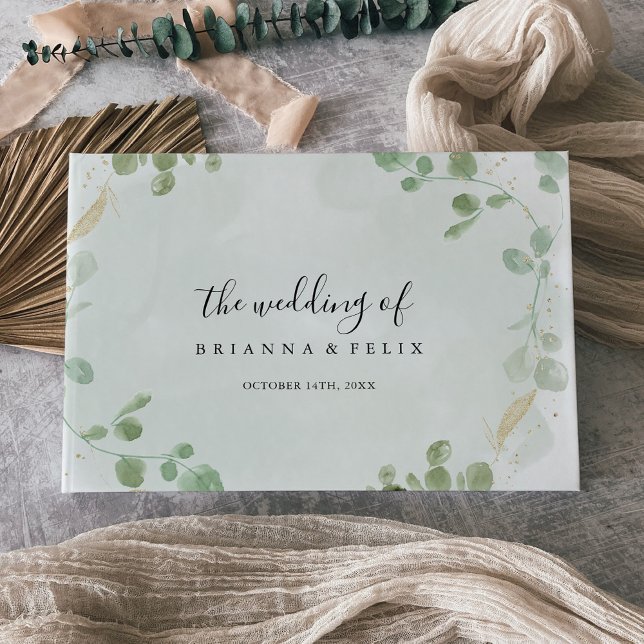 Livre D'or Mariage de feuillage Gold Confetti Eucalyptus (Créateur téléchargé)