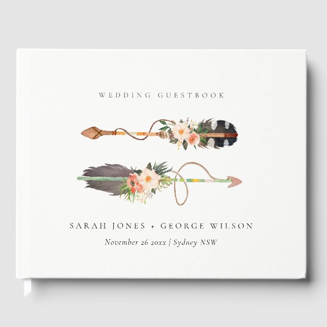 Livre D'or Mariage de flèches florales rustique Elégant Boho (Recto)
