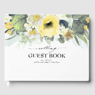 Livre D'or Mariage de fleurs d'aquarelle jaune