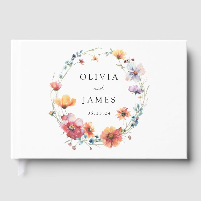 Livre D'or Mariage de fleurs de Fleur sauvage d'aquarelle (Recto)
