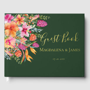 Livre D'or Mariage de fleurs tropicales rose orange coloré