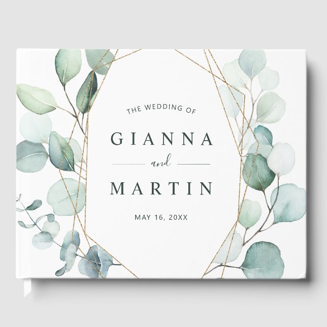 Livre D'or Mariage de Foliage Géométrique Or (Recto)