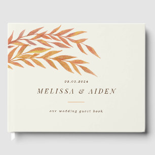 Livre D'or Mariage de la branche d'automne orange et crème
