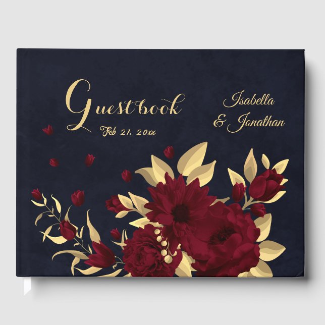 Livre d'or mariage de la marine chic et bordeaux (Recto)