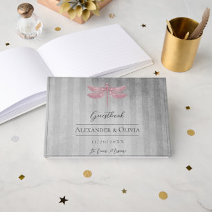 Livre D'or Mariage de libellules à bijoux rose
